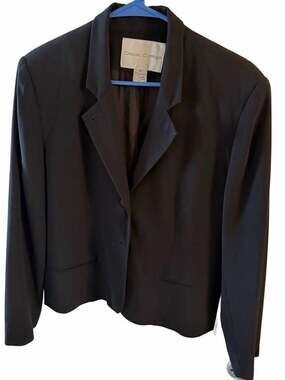 Casual Corner Black Blazer Jacket Size 8 Polyester Lined